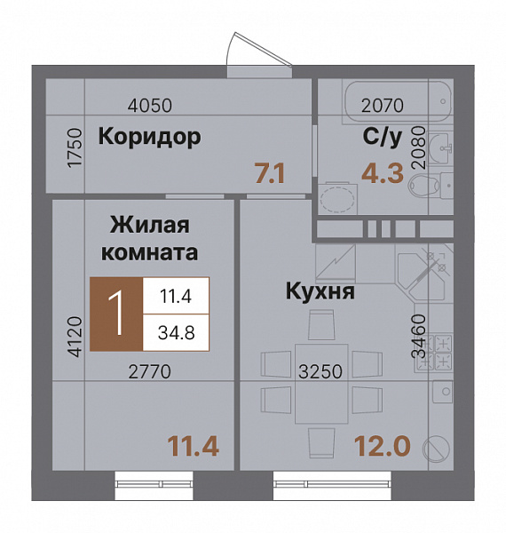 Планировка 1-комнатной квартиры