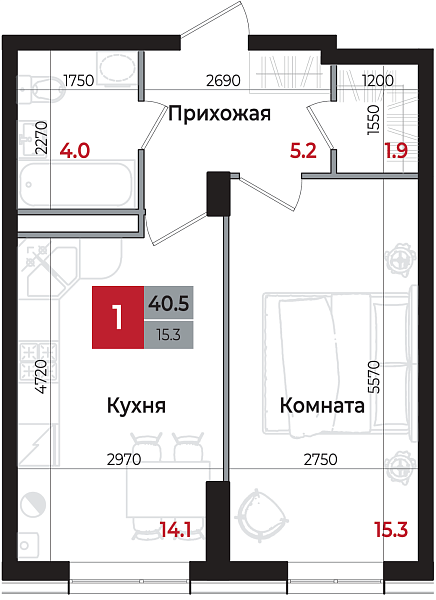 Планировка 1-комнатной квартиры