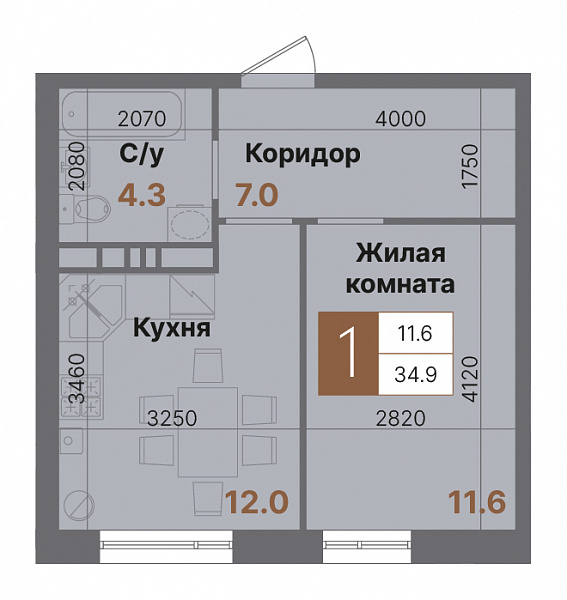 Планировка 1-комнатной квартиры