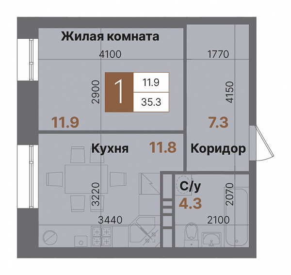 Планировка 1-комнатной квартиры