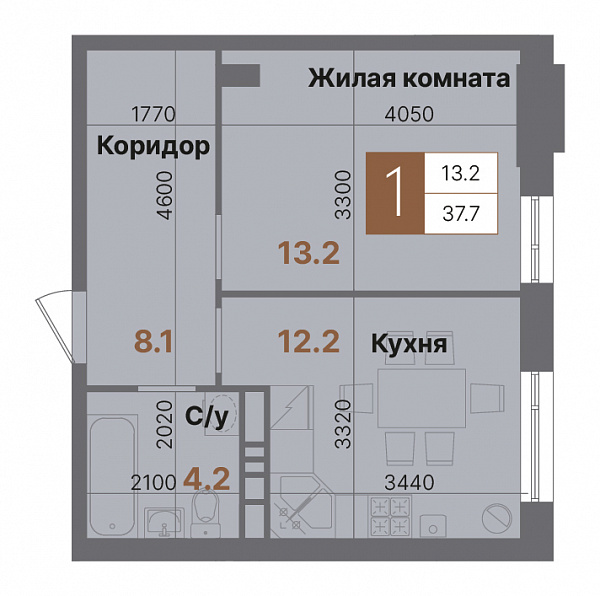Планировка 1-комнатной квартиры