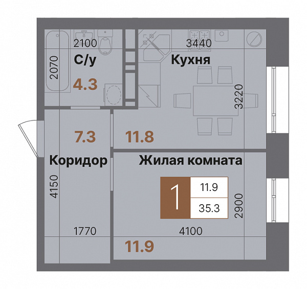 Планировка 1-комнатной квартиры
