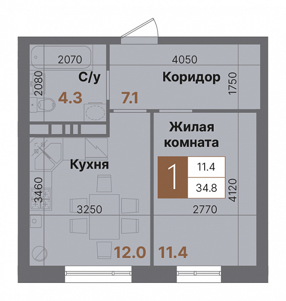 Планировка 1-комнатной квартиры