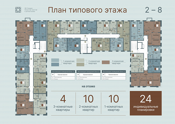 План 2-8 этажа